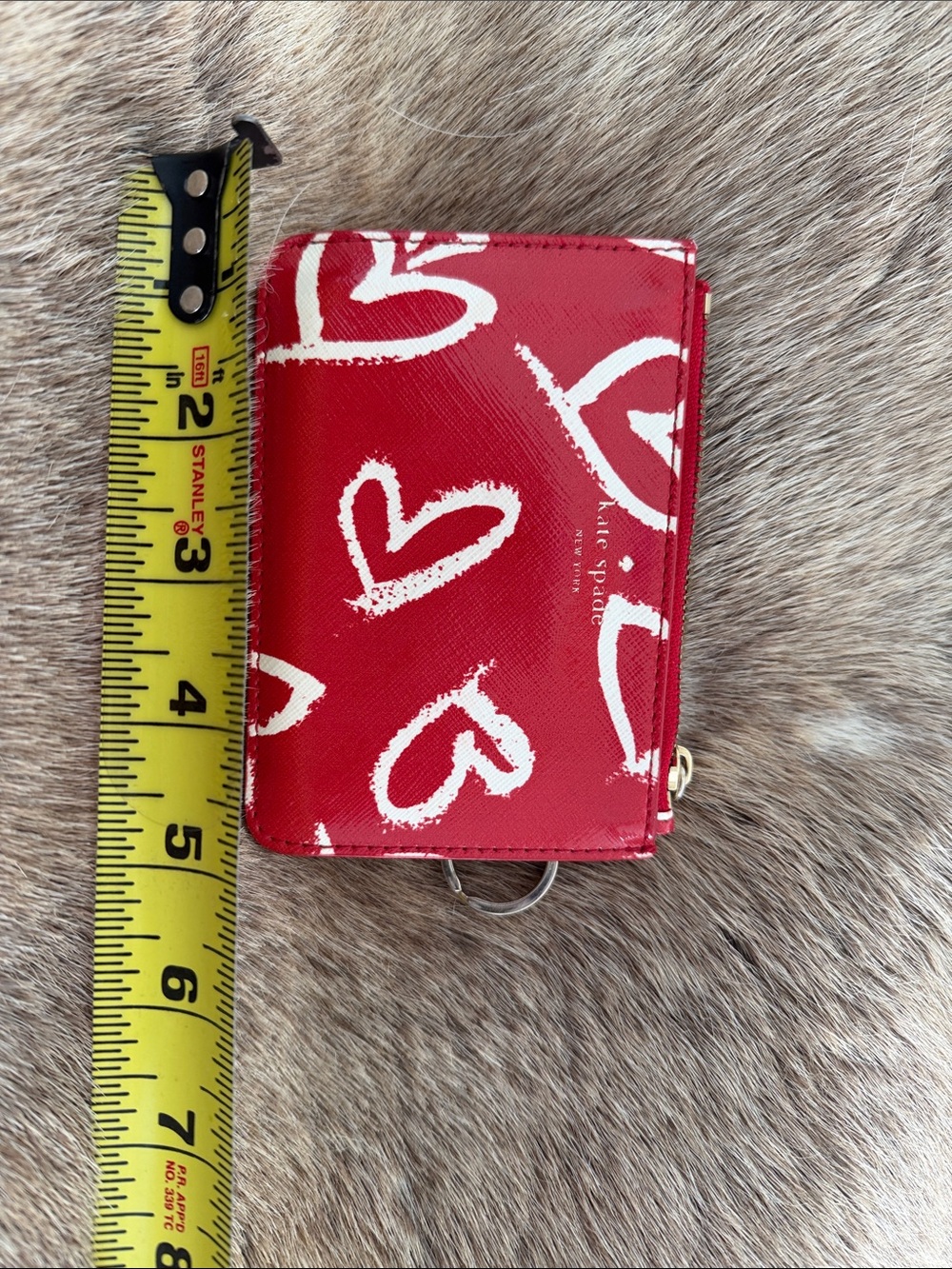 kate spade Red Wallet with White Heart Motif